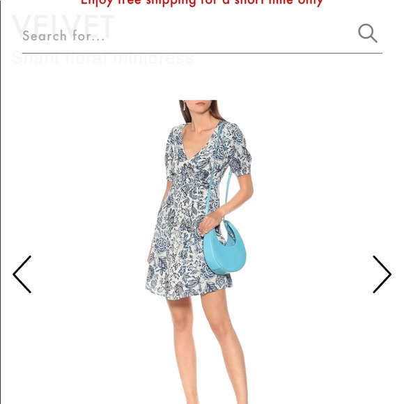 Velvet by graham Spence SHANII silk floral mini dress Batik blue print NWOT XS - Picture 3 of 16